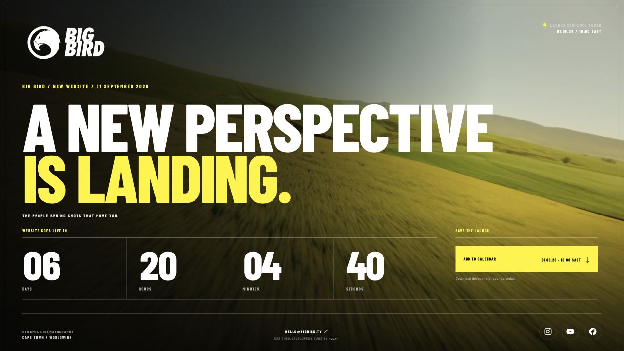 Big Bird cinematic website launch page